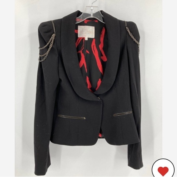 Jackets & Blazers - Rachel Roy Size 4 Chain Details, Black Jacket